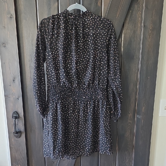 Socialite Black Dress with Brown and White Dots - Picture 4 of 4